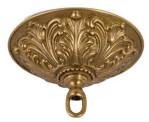 5 1/2" Antique Brass Finish Cast Brass Screw Collar Canopy Kit 11877AJB - Picture 1 of 2