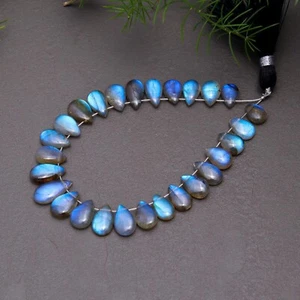 27 Pcs 47 Cts Natural Labradorite Teardrop Gemstone Briolette 6x8-6x12mm#12810 - Picture 1 of 8