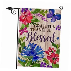 Grateful Thankful Blessed Thanksgiving Garden Flag, Decorative Small 12x18 Red - Picture 1 of 7