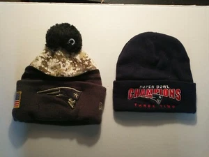 2 New England Patriots Winter Hats Lightly Used Good Condition - Picture 1 of 12