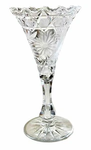 10” Vase American Brilliant Period ABP Cut Crystal Glass Stunning Trumpet Vase - Picture 1 of 7