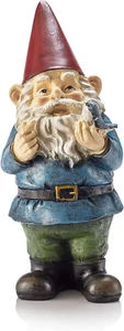 Garden Gnome Holding Bird Outdoor Statue Timeless Classic Design Yard Decor - Picture 1 of 12