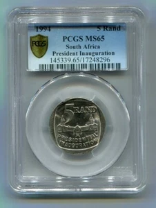 South Africa Nelson Mandela Inauguration PCGS MS 65 1994 R5 Coin MS65 - Picture 1 of 4