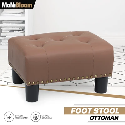 15"Brown Small Lift Top Ottoman Tufted Benches Upholstered Modern Footrest Stool - Image 1 of 4