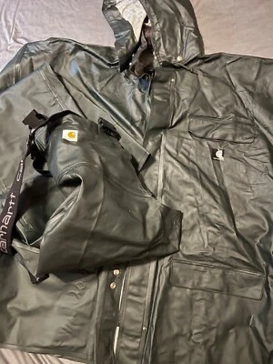 Carhartt rain suit XL tall men’s dark green  worn once  - Image 1 of 4