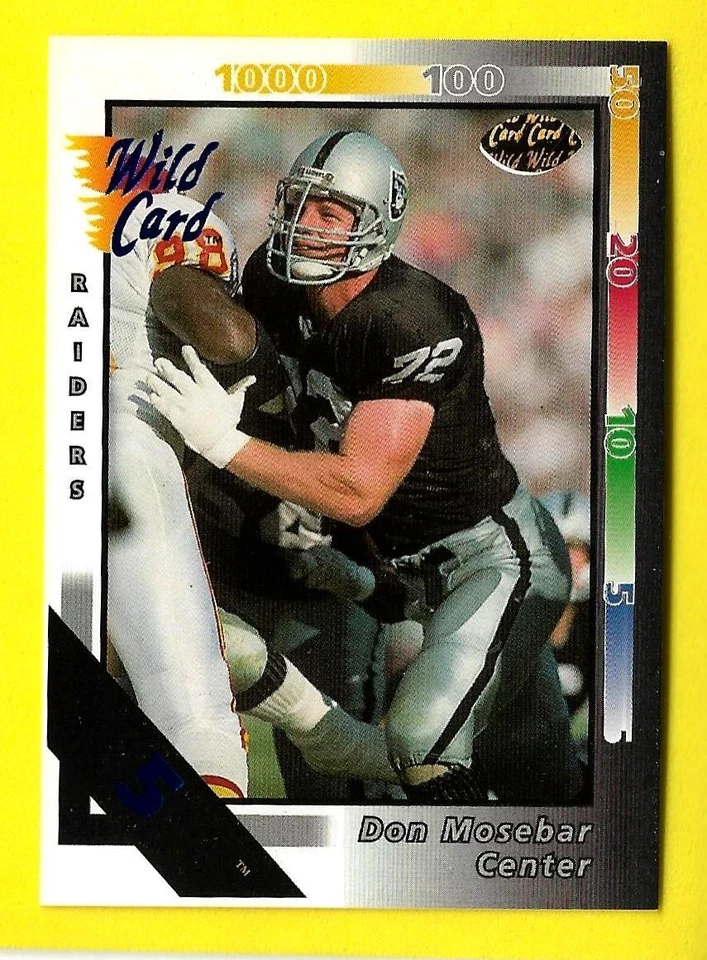 1992 Wild Card NFL Football 5 Stripe #308 Don Mosebar Los Angeles Raiders - Image 1 of 1