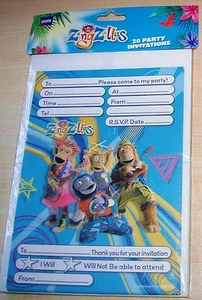BNIP New BBC Zing Zillas Pack of 20 Party Invitations – Drum, Zak, Panzee, Tang - Picture 1 of 4