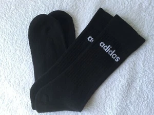MENS HI QUALITY LONG BLACK COMFORT RIB TOP SPORT SOCKS COTTON ADIDAS XL 12+ - Picture 1 of 2
