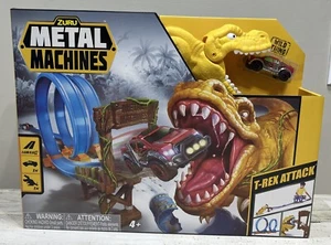 ZURU Metal Machines T-Rex Attacco Pista Giallo Dino e Camion Rosso NUOVO - Foto 1 di 3