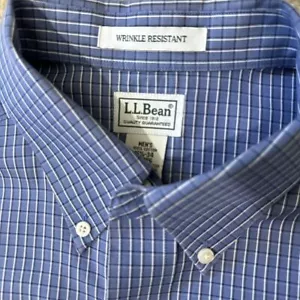 L.L. Camisa Bean Azul A Cuadros Para Hombre Manga Larga Talla 16 1/2 34 - Imagen 1 de 5
