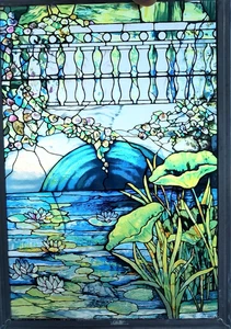 Tiffany MMA Wassergarten Design Buntglasscheibe Sonnenfänger 9x13 Museumskunst - Bild 1 von 5