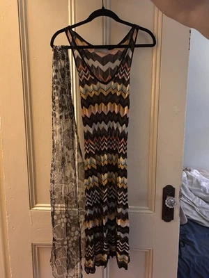 Vestido midi/maxi Missoni vintage con estampado chevron multicolor Foto 1 de 4