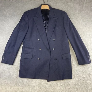 Vintage Aquascutum Herren Marineblau 100% Wolle Zweireiher Blazer Sport Mantel 44 - Bild 1 von 12