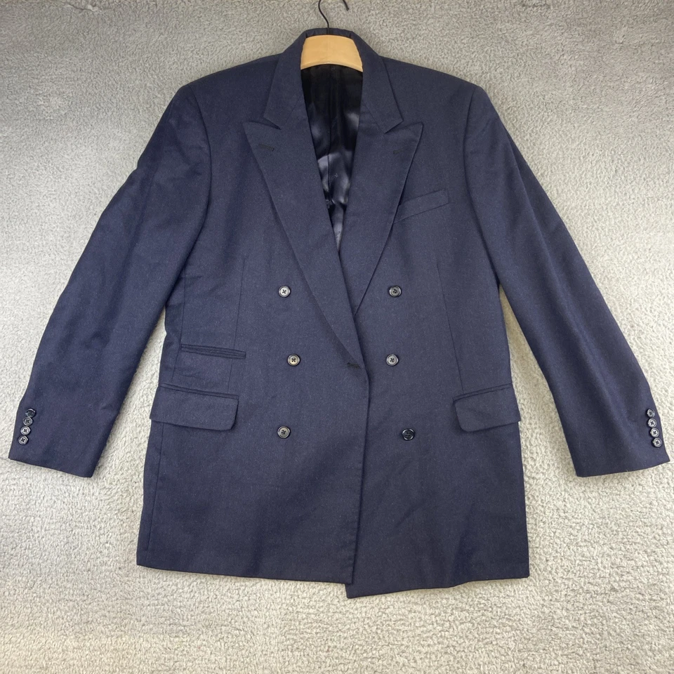 Blazer Abrigo Deportivo Vintage Aquascutum Para Hombres Azul Marino 100% Lana Doble Pecho 44 Foto 1 de 4