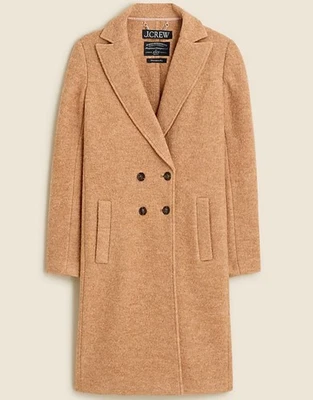 J. Abrigo largo clásico Crew mezcla lana hervida beige para mujer talla 2 Foto 1 de 4