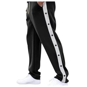 Men Colorblock Trousers Mens Drawstring Jogger Baggy Button Sweatpants Pants 3XL - Picture 1 of 7