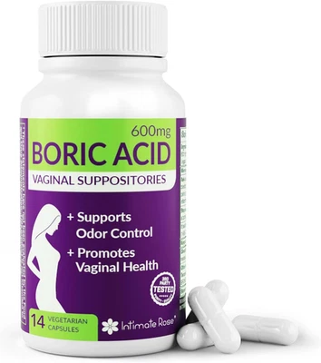 Supositorios vaginales de ácido bórico para mujer - 100 % puros, hechos en EE. UU. - restaura P Foto 1 de 4