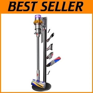 Freestanding Vacuum Cleaner Storage Rack with 6 Hooks, Black - Picture 1 of 10