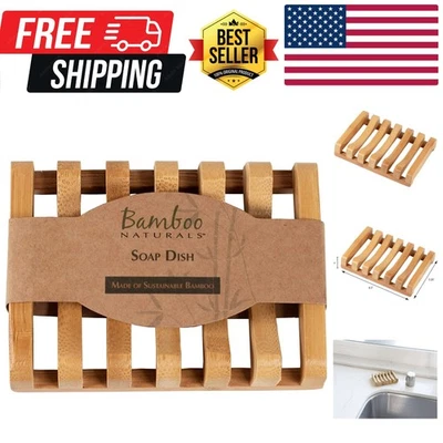Bar Soap Dish for Sink or Shower, Odor Resistant Tray, Sustainable Bamboo Woo... - Image 1 of 4