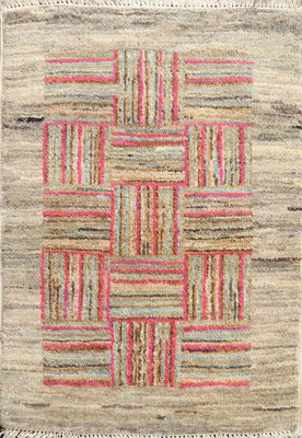 Handmade Wool Gabbeh Style Square Rug 2x2 Ft Oriental Foyer Carpet Geometric Rug - Image 1 of 4