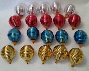 Set of 20 Plastic Swirl Round Ball Ornaments-Gold, Blue, Red, Silver - Picture 1 of 6