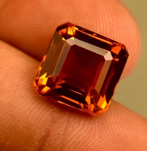 Ceylon Hessonite Garnet Gemstone Emerald Cut 8.90 Ct Certified Loose Gemstone - Picture 1 of 5