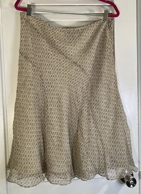 Alfani Silk Lined Sheer Floral Skirt Flowy A-Line Neutral Colors Women’s 16 - Image 1 of 4