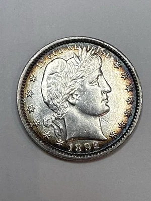 1892-O Barber Quarter, Tough AU++/BU, New Orleans Mint, 1st Year Of Series! - Image 1 of 4