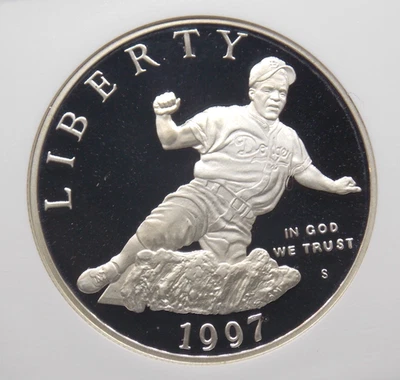 1997 "S" Proof *JACKIE ROBINSON* Silver Dollar $1 NGC PF69 UC #020 ECC&C, Inc. - Image 1 of 4