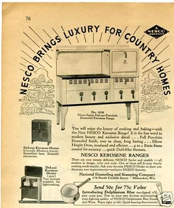 1936 small Print Ad of Nesco 3650 Deluxe Porcelain Kerosene Range Oven - Picture 1 of 2