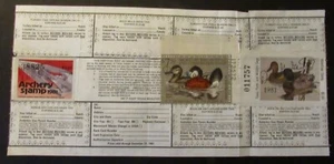 RW48 & Texas #1 - 1982 Federal Duck Stamp on Texas Hunting License - Picture 1 of 2