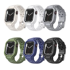 Strap+Case 38~49mm Rugged Bracelet TPU For Apple Watch Ultra2 10 9 8 7 6 5 SE - Picture 1 of 14
