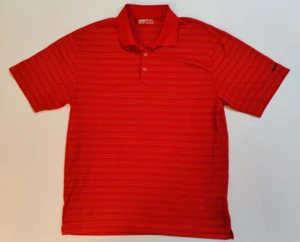 Nike Dry Fit Golf Polo Mens Large Red with Black & Orange Stripes 267449-682 - Picture 1 of 6