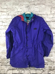 REI Elements Kids L 12-14 Purple Rain Nylon Jacket Coat Snap Zip Hood Large - Picture 1 of 10