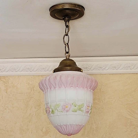 902b Antique 1910's - 30's  Glass Shade Ceiling Light Fixture   porch pendant Cover