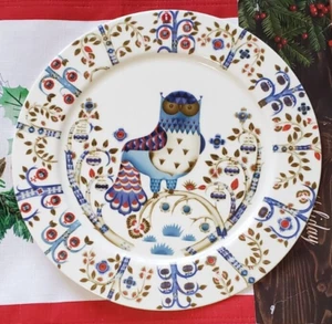 11-3/4" Iittala TAIKA White Owl Serving Plate Charger Haapaniemi Finland D3 - Picture 1 of 2