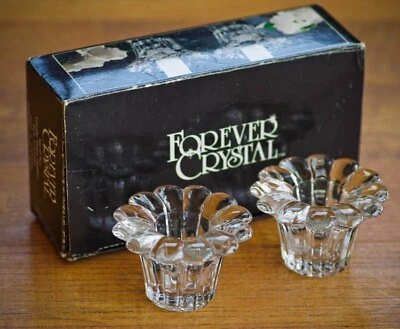 VINTAGE Forever Crystal Set of 2 Candle Votive Holders IN ORIGINAL BOX! - Image 1 of 4