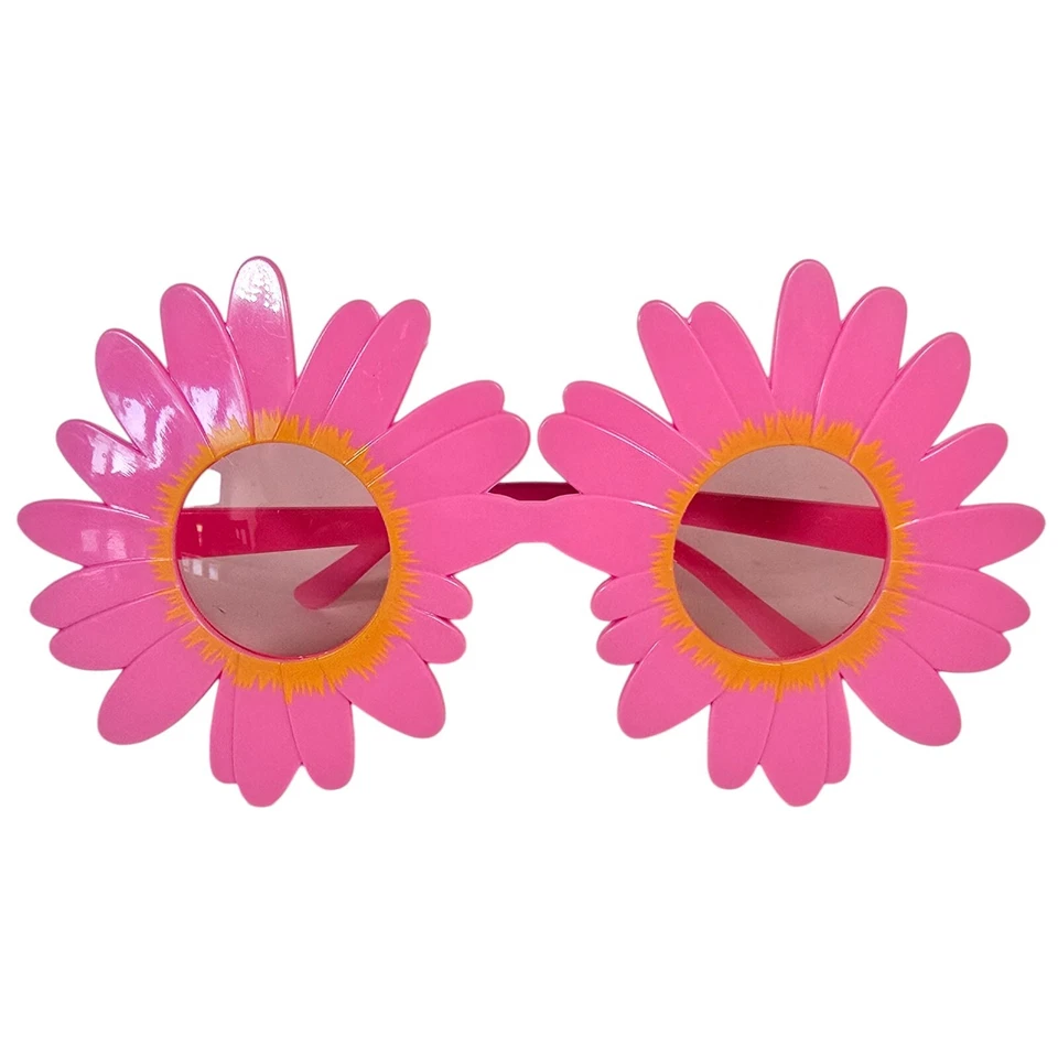Flower Glasses Pink Gerber Daisy Plastic Greenbrier Hippie Halloween Costume - Image 1 of 4