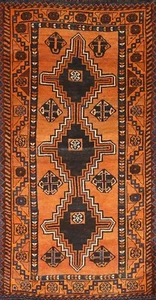 Vintage Orange Tribal Geometric Lori Area Rug 4'x7' Wool Hand-knotted carpet - Picture 1 of 12