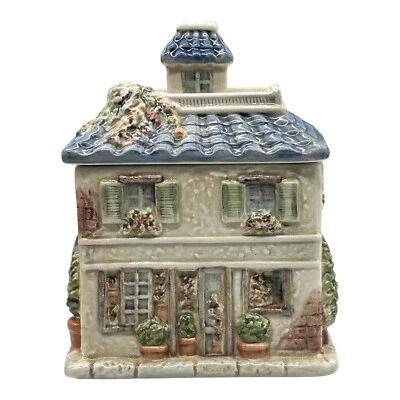Village Square Ceramic House With Lid Multi Jar Glazed 6” x 4.25” - Image 1 of 4