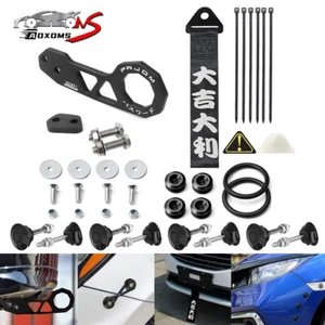 JDM Car Rear Tow Hook Trailer Ring w/Hood Pin Lock Clip Bumper for Honda Civic - Picture 1 of 24