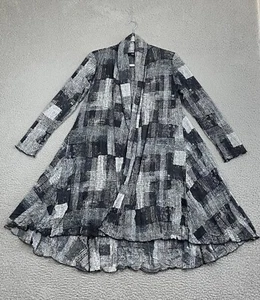 Comfy USA Open Duster Jacket Kimono Topper Black XS Crinkle Artsy Coastal Flowy - Picture 1 of 11