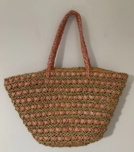 Women’s Chico’s Large Straw Purse Bag Tote 100% Outer Shell Straw - Picture 1 of 9