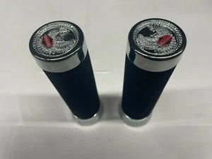 Kawasaki chrome Road Hawk end cap foam rubber street bike Grips 147 MM 40 MM OD - Picture 1 of 5