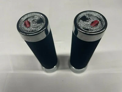 Kawasaki chrome Road Hawk end cap foam rubber street bike Grips 147 MM 40 MM OD  - Image 1 of 4