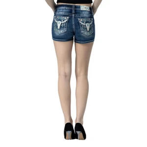 Miss Me Women'S Dream Longhorn Embellished Pockets Mid-Rise Jean Shorts, Medium - Picture 1 of 5
