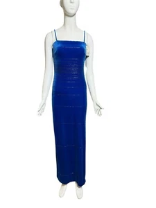De Laru  Sheila Yen Vintage 90s Sparkle Beaded Velvet Slit Dress Formal NWT sz 3 - Picture 1 of 15