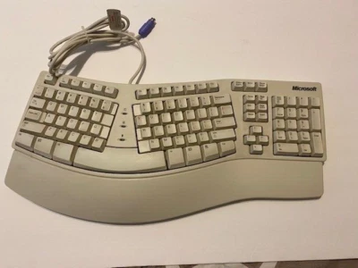Microsoft Keyboard Elite X06-19331  Ergonomic Wired White PS/2 Connector KU-0045 - Image 1 of 4