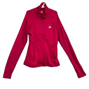 Adidas womens junior pink mock neck full zip up long sleeve track jacket