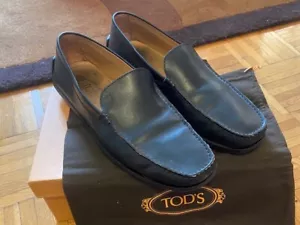 TODS Men Classic Black Leather Driving Loafers Shoes sz 9 1/2 - Picture 1 of 6